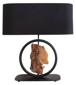 Estila Moderná čierna stolná lampa Elements s drevenými prvkami 58cm