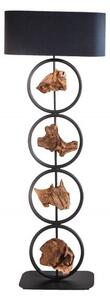 Estila Koloniálna vysoká stojaca lampa Elements s oválnym tienidlom a drevenými prvkami 147cm