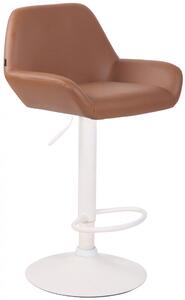 Barová stolička Braga ~ koženka, biela podnož - Svetlo hnedá