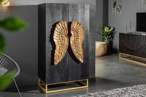 Estila Art-deco šatníková skriňa Seraphic s anjelskými krídlami z masívneho dreva 140cm