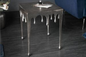 Estila Art-deco príručný stolík Liquid Line strieborný 44cm
