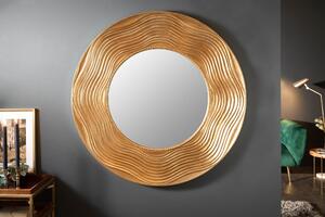 Estila Art-deco dizajnové okrúhle nástenné zrkadlo Reondel v ráme zlatej farby 100cm