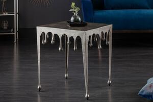 Estila Art-deco príručný stolík Liquid Line strieborný 50cm