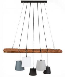 Estila Industriálna závesná lampa Elegans z dreva s piatimi tienidlami 115cm