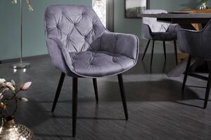 Estila Retro dizajnové čalúnené fialové kreslo Milano s opierkami na ruky 84cm