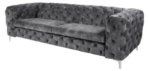 Estila Luxusná chesterfield trojmiestna sedačka Modern Barock v tmavosivej farbe so zamatovým poťahom 240 cm