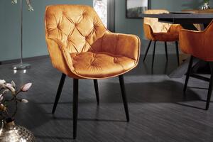 Estila Retro dizajnové čalúnené oranžové kreslo Milano s opierkami na ruky 84cm