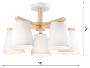 Prisadený luster ELLIE 5xE27/60W/230V biela/buk