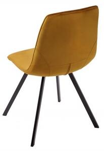 Estila Industriálna moderná stolička Hartlepool Mustard so zamatovým poťahom a kovovými nožičkami 83cm