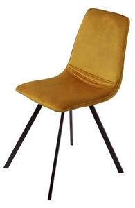 Estila Industriálna moderná stolička Hartlepool Mustard so zamatovým poťahom a kovovými nožičkami 83cm