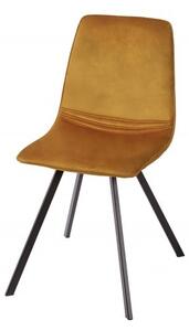 Estila Industriálna moderná stolička Hartlepool Mustard so zamatovým poťahom a kovovými nožičkami 83cm