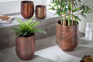 Estila Etno dizajnový set bronzových kvetináčov Auricalco zo zliatiny kovu s oblým telom 29cm