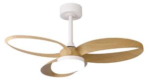 LED stropný ventilátor Infinity v dreveném dekore, DC, tichý – Mantra Mantra Iluminación, Infinity, stmievateľné, Drevo, Obývacia izba, Plast, Moderný
