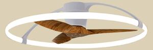 Inteligentný stropný ventilátor LED Nepal, strieborný/orechový – Mantra Mantra Iluminación, Nepal, stmievateľné, Drevo, Obývacia izba, Kov, Moderný