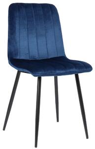 Jedálenská stolička Dijon ~ zamat, kovové nohy čierne - Modrá