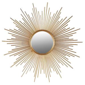 Estila Art deco okrúhle nástenné zrkadlo Reina s rôzne dlhými kovovými lúčmi zlatej farby 100cm