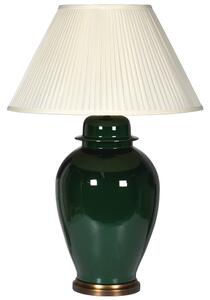 Estila Art deco vysoká porcelánová zeleno-biela stolná lampa Grande s podstavou zlatej farby a riaseným tienidlom 89cm