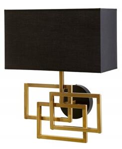 Estila Dizajnová nástenná lampa Metalia s geometrickou kovovou podstavou v zlatom prevedení a čiernym tienidlom 44cm