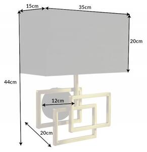 Estila Dizajnová nástenná lampa Metalia s geometrickou kovovou podstavou v zlatom prevedení a čiernym tienidlom 44cm