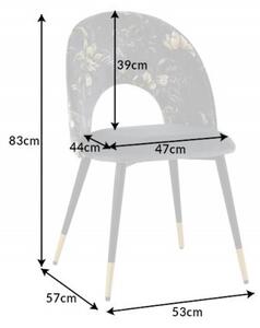 Estila Štýlová čalúnená art deco stolička Floreque s oválnym operadlom a kovovou konštrukciou v sivom prevedení 83cm