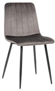 Jedálenská stolička Dijon ~ zamat, kovové nohy čierne - Sivá