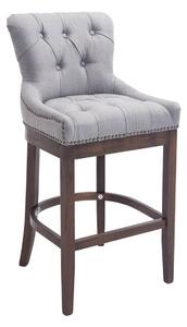 Barová stolička Buckingham látka, drevené nohy tmavá antik - Svetlo sivá