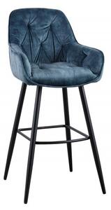 Estila Moderná Chesterfield barová stolička Mast zamatová modrá 107cm