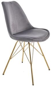 Estila Art deco moderná jedálenská stolička Scandinavia s tmavosivým zamatovým čalúnením a zlatými nohami 86cm