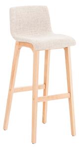 Barová stolička Hoover ~ látka, drevené nohy natur - Krémová