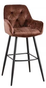 Estila Moderná zamatová barová stolička Mast Chesterfield hnedá 107cm