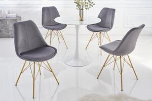 Estila Art deco moderná jedálenská stolička Scandinavia s tmavosivým zamatovým čalúnením a zlatými nohami 86cm