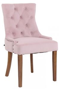 Jedálenská stolička Aberdeen ~ zamat, drevené nohy antik svetlé - Ružová