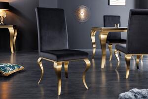Estila Moderná baroková jedálenská stolička Gold Barock s cabriole nohami zlatá / čierna 104cm