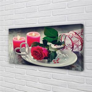 Obraz canvas Rose srdce sviečka 100x50 cm