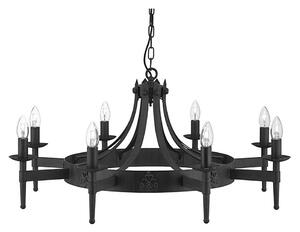 Searchlight 2428-8BK - Závesný luster CARTWHEEL na reťazi 8xE14/60W/230V, čierny