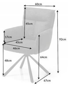 Estila Retro dizajnová otočná stolička Dover s tmavosivým čalúnením a čiernymi kovovými nohami 92cm