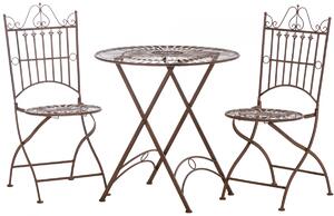 Súprava kovových stoličiek a stola Tegal (SET 2+1) - Hnedá antik