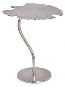 Estila Art-deco dizajnový príručný stolík Ginko v tvare listu strieborný 53cm
