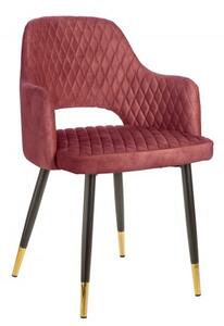 Estila Art-deco jedálenská stolička Decora zamatová bordová 81cm