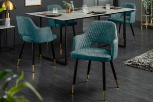 Estila Moderná jedálenská stolička Decora petrolejovo modrá zamatová 81cm
