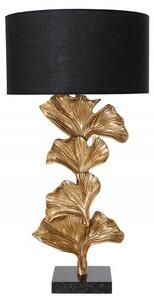 Estila Glamour art deco stolná lampa Ginko zlatej farby s čiernym okrúhlym tienidlom 70cm