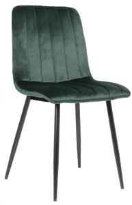 Jedálenská stolička Dijon ~ zamat, kovové nohy čierne - Zelená