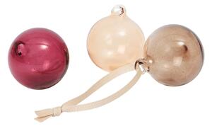 Sklenená vianočná ozdoba Roseate Translucent Ø 4 cm – set 3 ks