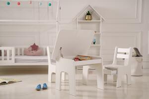 Detská biela stolička so šuplíkom