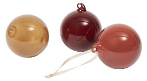 Sklenená vianočná ozdoba Roseate Opaque Ø 8 cm – set 3 ks