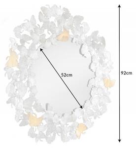 Estila Dizajnové glamour nástenné zrkadlo Ginko s ozdobným kovovým rámom z listov ginka striebornej farby 95cm