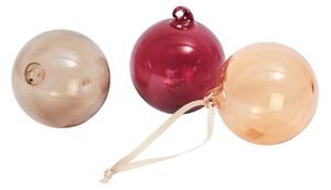 Sklenená vianočná ozdoba Roseate Translucent Ø 8 cm – set 3 ks