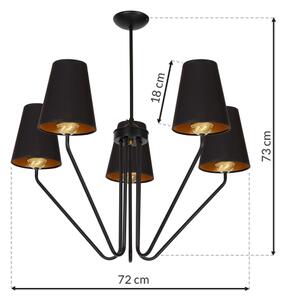 Luster na tyči VICTORIA 5xE27/60W/230V čierna