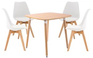 Jedálenska súprava stoličiek a stola Liborg (SET 4+1), natura/biela