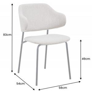 Estila Moderná buklé jedálenská stolička Mildred so svetlobéžovým poťahom a čiernymi nohami z kovu 83cm